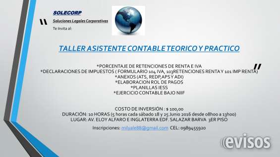 Taller Asistente Contable Teorico Y Practico En Quito Cursos Clases